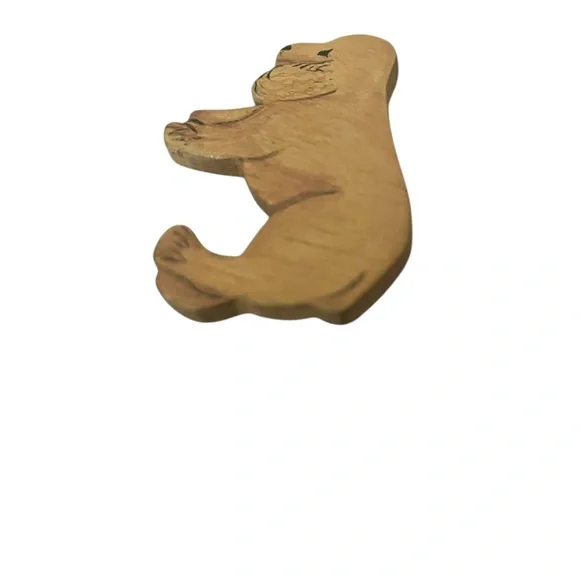 Vintage Hand Painted Wooden Dog Puppy Brooch Pin Novelty Golden Retriever - Picture 5 of 9